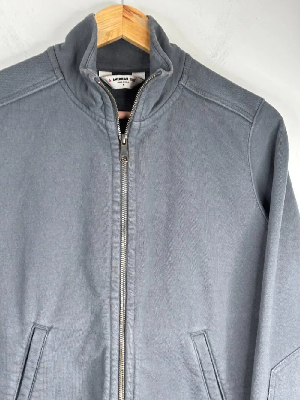 American Giant Womens Moto Full Zip Track Jacket Medium M Iron Grey Heavyweight